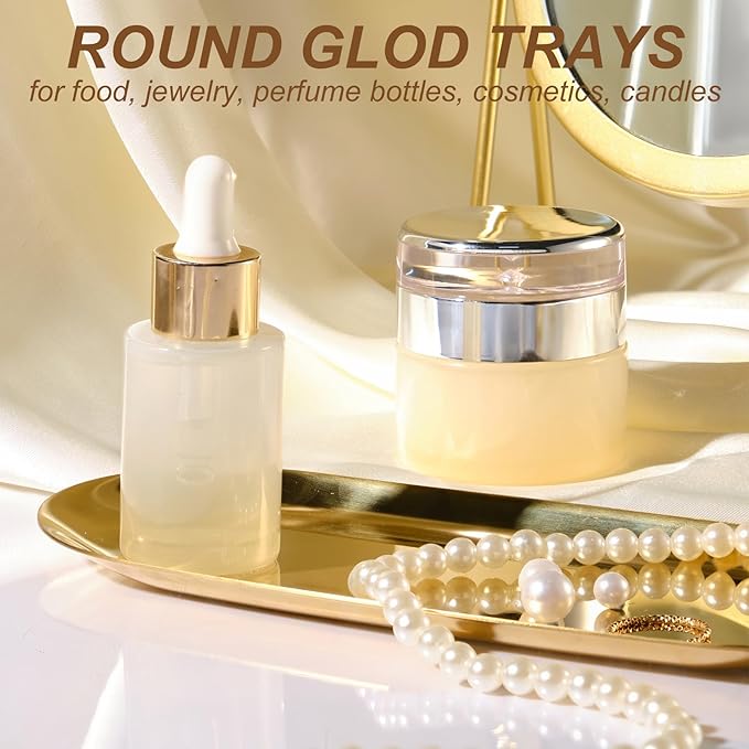 uxcell Square Serving Trays, 7.01" Stainless Steel Decorative Jewelry Dish, Small Vanity Tray for Bathroom Aromatherapy Candle Drink Plate,Gold