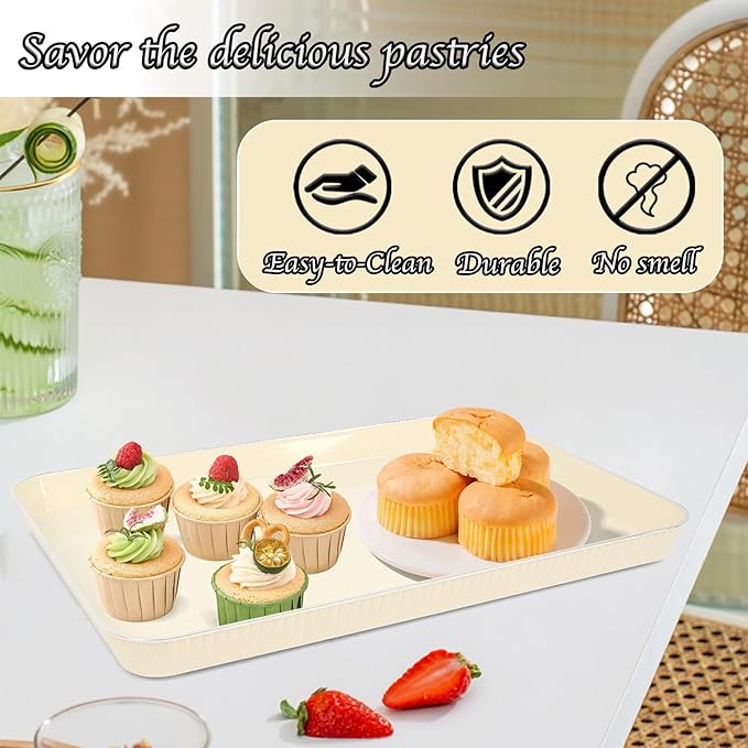 Serving Tray,6 Pack Plastic Serving Trays Food Tray Serving Platter, Party Platters Cafeteria Trays for Party, Kitchen, Entertaining, Fruit, Appetizer (12.2" L x 8.3" W x 0.98" H)