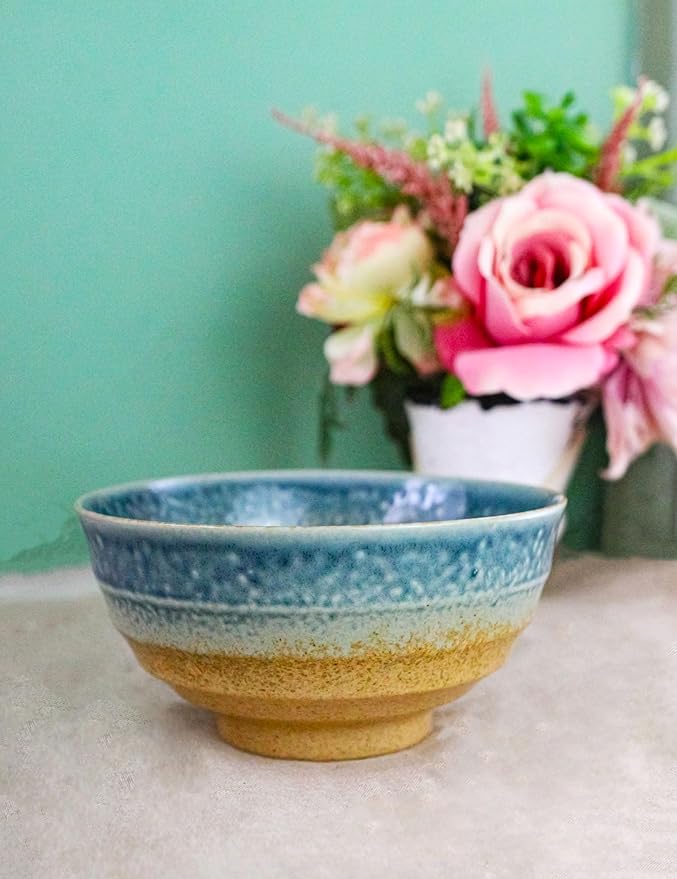Ebros Gift Artistic Blue River Ao Nagashi Collection Dinnerware Serveware Kitchenware Set Asian Japanese Restaurant Supply (Pack Of 5 Medium Soup Salad Rice Bowls 24oz)