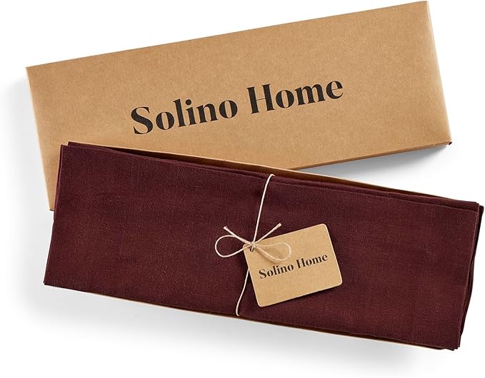 Solino Home 100% Pure Linen Cordovan Placemats Set of 4 – 14 x 19 Inch Table Mats – Sonoma Collection, Handcrafted Accents for Christmas & New Year