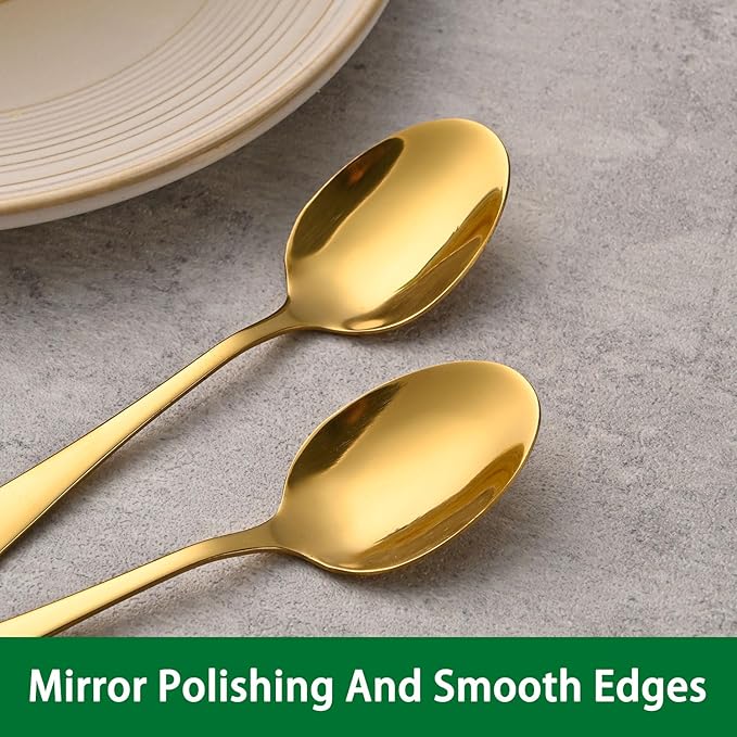 4.7 Inches Coffee Spoon,8-Piece Cute Gold Espresso Spoons,Mini Coffee Spoon,Mirror Polishing Stainless Steel Teaspoon,Tea Spoons For Home Cafe