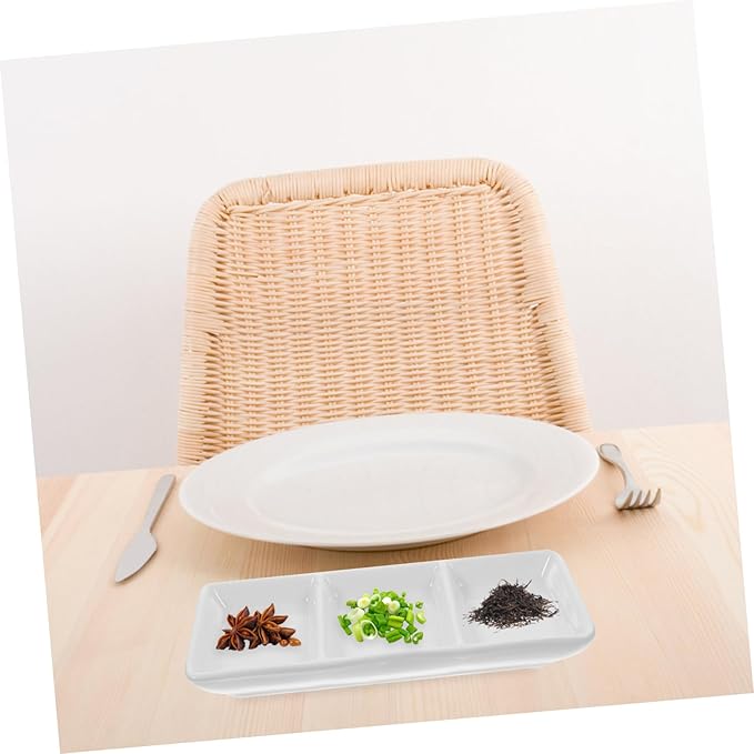 Amosfun 2Pcs Rectangular Ceramic Sauce Dishes Appetizer Plates for Dipping Fruit Condiment Bowls Versatile for Home School Picnic Travel