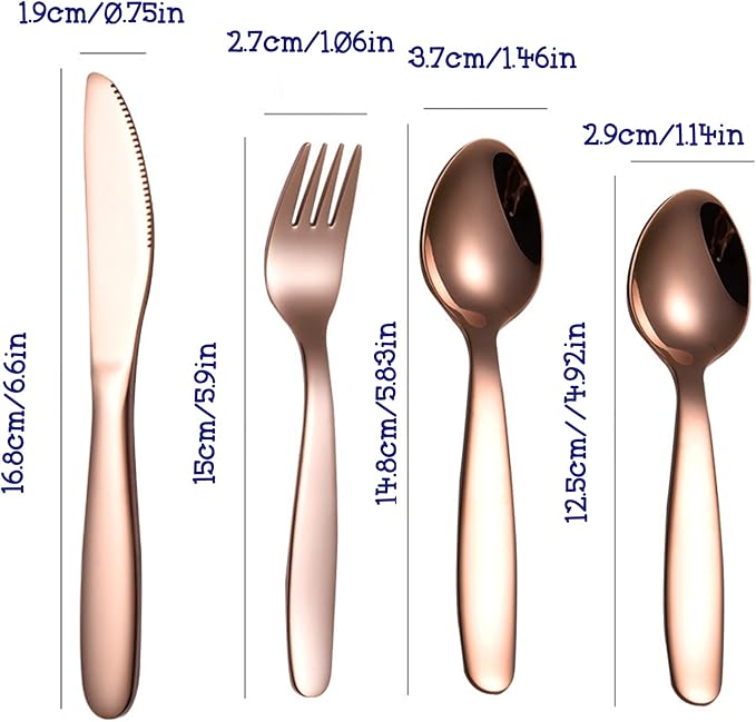 Stainless Steel Customized Rainbow Kids Silverware 2/3/4 Pieces Set,Engraving Name Knife Forks Spoon Set,Personalized Children's name tableware, Customized Flatware Set Rose Gold