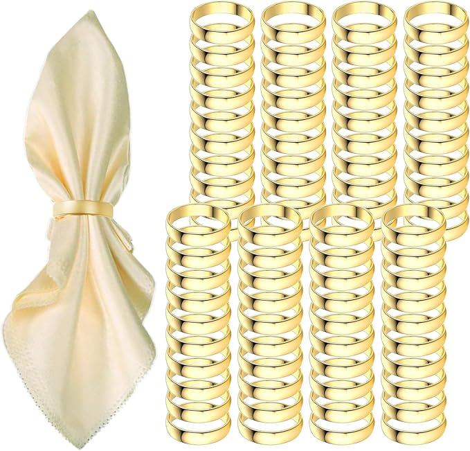 Gold Napkin Rings - 80 Pcs Stainless Steel Napkin Rings,Metal Napkin Ring for Table Settings Wedding Christmas Party Dinner Table