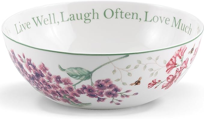 Lenox Butterfly Meadow "Live Well, Laugh Often, Love Much" Serving Bowl, White -