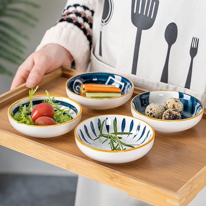 Appetizer Plate Retro Seasoning Dish Creative Ceramic Tableware Household Restaurant Pottery Dish Rice Bowl Sauce Dish Dessert Dish 1 Pcs Snack Plate Sauce Dipping Saucer