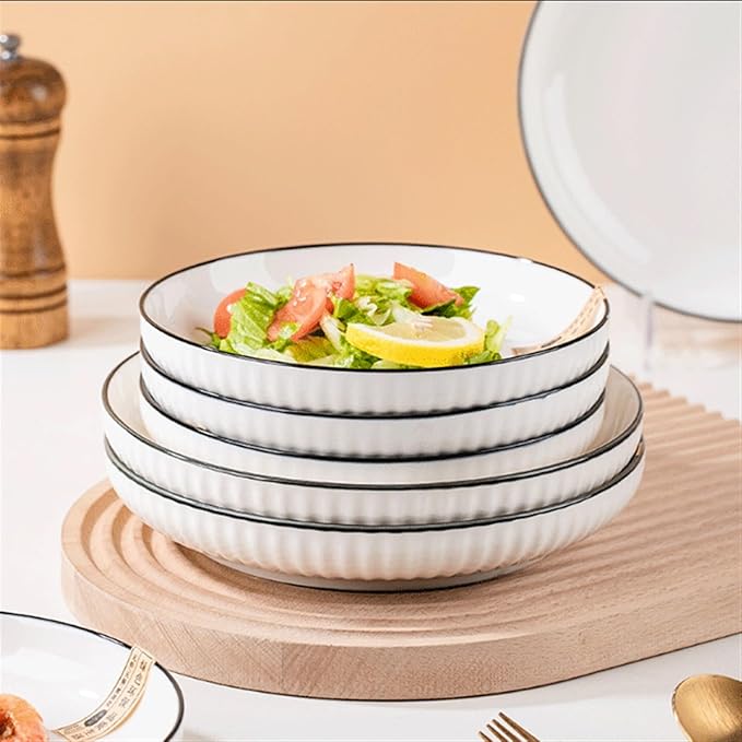 Sauce dish,Porcelain Appetizer Dishes Set of 4, Snack 7 inch White Ceramics Plates for Sides Pasta Kitchen Soup Ceramic Serving Bowls