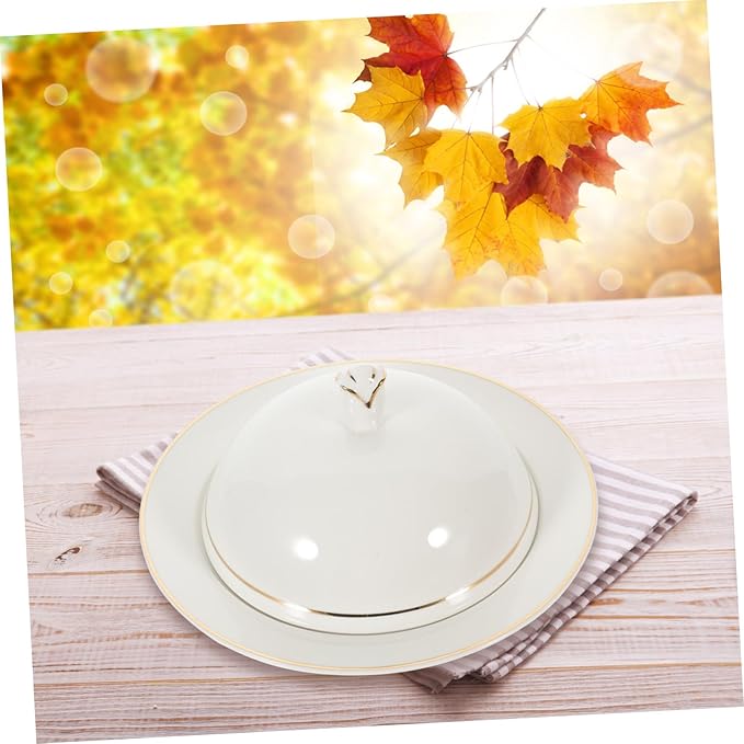 OUNONA Household Ceramic Plate Lid Dinner Plate Smooth Edges for Versatile Use