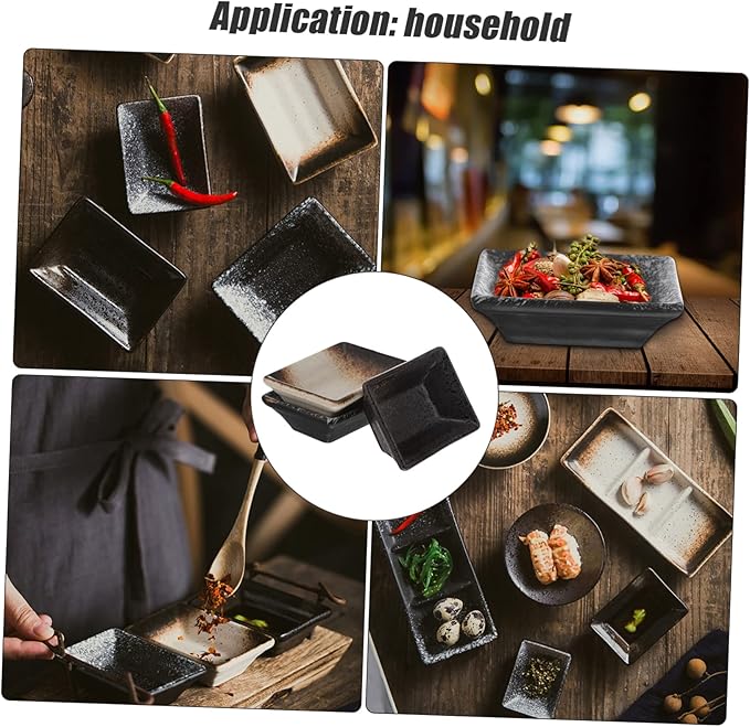 Ciieeo 3pcs Japanese Style Ceramic Seasoning Plates Dipping Dishes for Sauces Condiments Appetizers Unique Design for Home Kitchen Bbq Parties