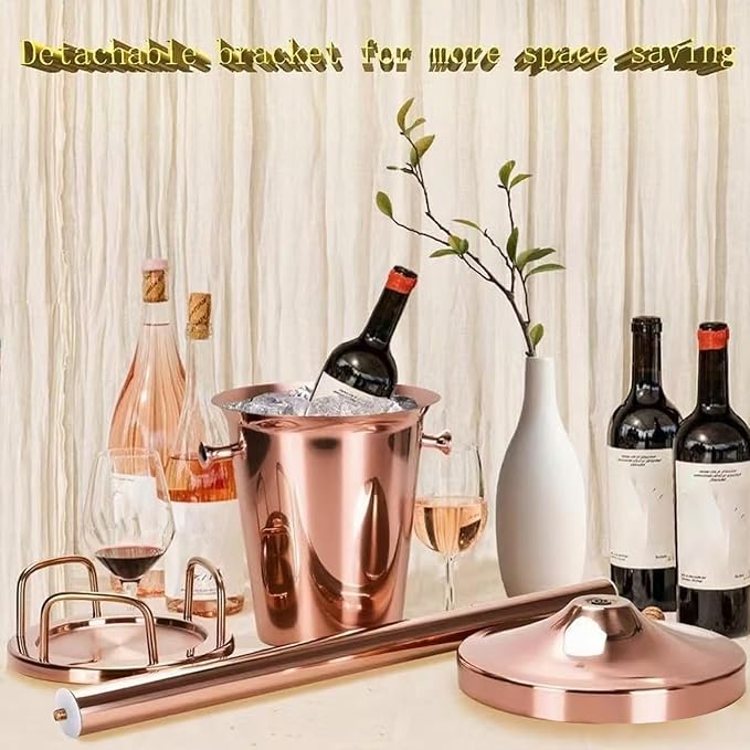 Ice Bucket with Stand Christmas Stainless Steel Standing Bucket Ice Cube Container, Wine Bucket on rack Rose Gold Ice-Bucket for Wine Beer KTV Club Bar Bbq Party Wedding, 12lb 5L,1 pack