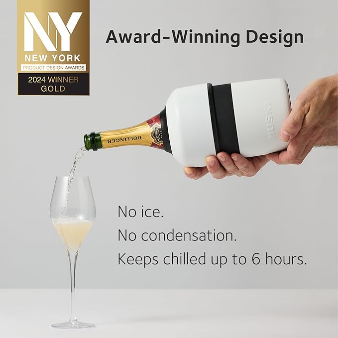 Huski Champagne Chiller | NEW | Award-Winning Iceless Design with Detachable Bottle Stopper | Keeps Wine Cold up to 6 Hours | Fits most 750ml Champagne, Prosecco & Sparkling Wine Bottles (Stone Grey)