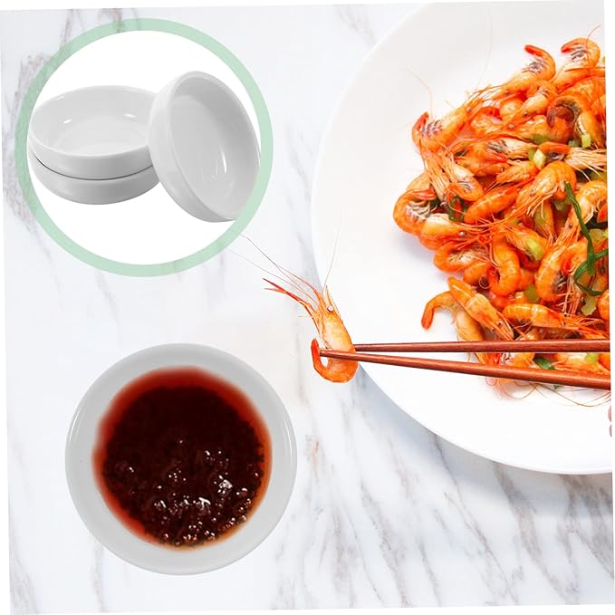 PRETYZOOM Appetizer Plates 6pcs Round Sauce Bowl for Sushi Sauce White Porcelain Holder