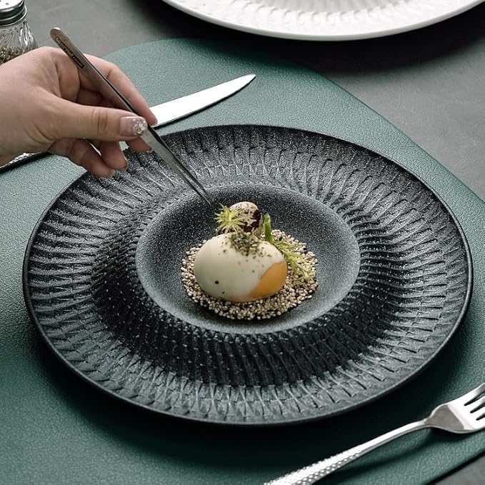 Kitchen Plates 10-inch Japanese Hotel Restaurant Western Tableware White Ceramic Appetizer Plate Dessert Cake Restaurant Plates(A,10 in)