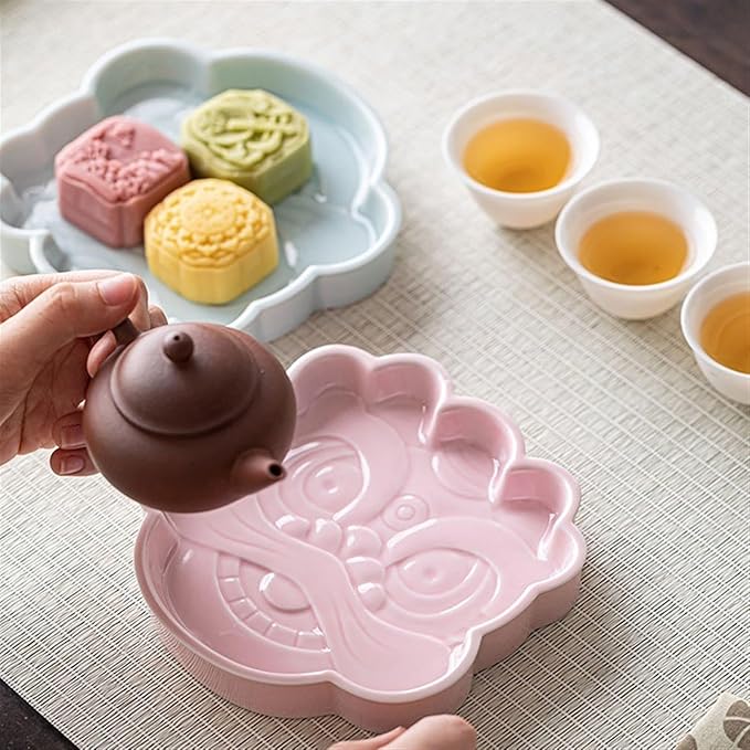 Sauce Dish Vintage Chinese Dim Sum Plate Ceramic Personalized Embossed Zen Dessert Bowl Dipping Dish Snack Plate Snack Plate(1)