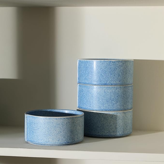 Stone Lain Bao 4-Piece Bowl Set Stoneware, Blue
