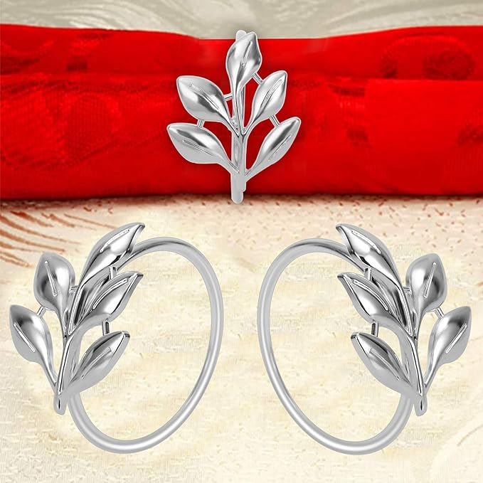 KPOSIYA Set of 20 Leaf Napkin Rings Metal Silver Napkin Holder Table Napkin Rings for Dinning Table Parties Everyday (Ye Zi-Silver 20)