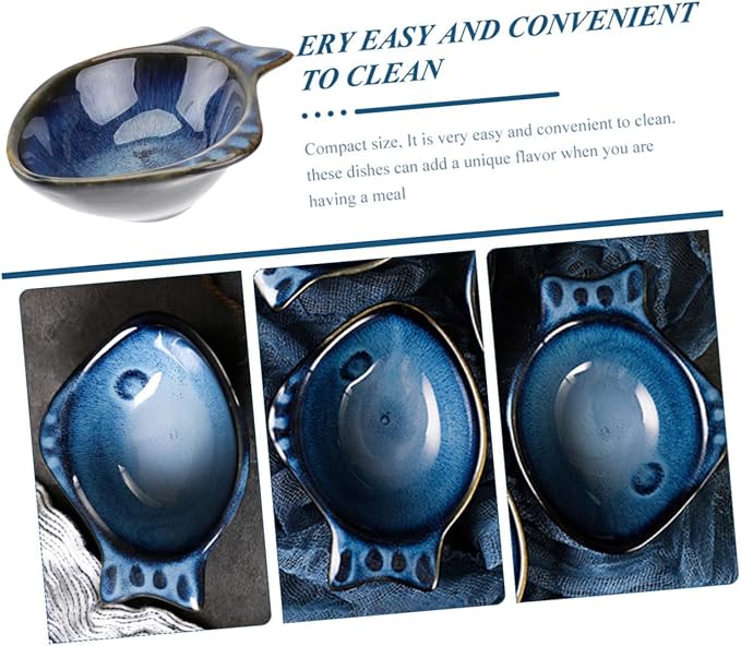 2Pcs Ceramic Dipping Dishes Small Fish Shaped Sauce Plates for Condiments Seasonings and Appetizers for Home Parties Weddings and Celebrations