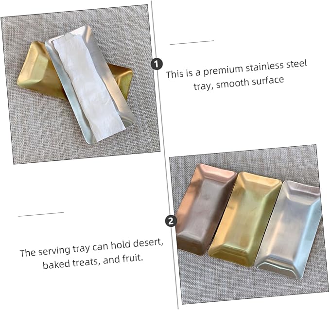 Cabilock Stainless Steel Plate Napkin Holder Diner Napkin Dish Silver Plate Trays for Hotel Bar