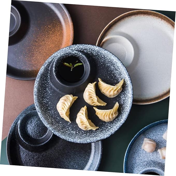Round Ceramic Plate Serving Bowl Dipping Sauce Cup for Party and Dinner