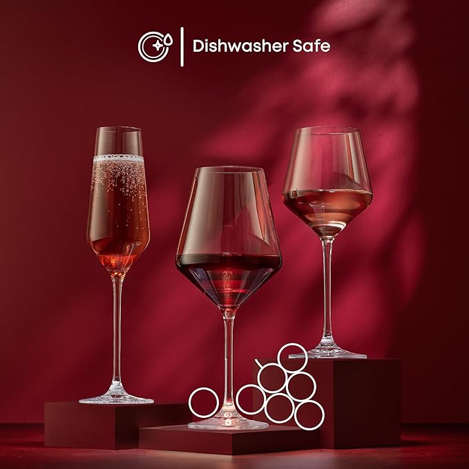 JoyJolt Layla Italian Red Wine Glasses, Set of 4, 17 oz Clear – Made in Europe