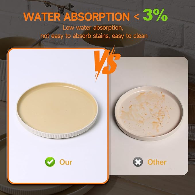 MONITO Ceramic Dinnerware Sets for 4, 18PCS Stoneware Plates and Bowls Sets, Reactive Glaze Dish Set, Chip and Scratch Resistant Double, Microwave and Dishwasher Safe, White Orange