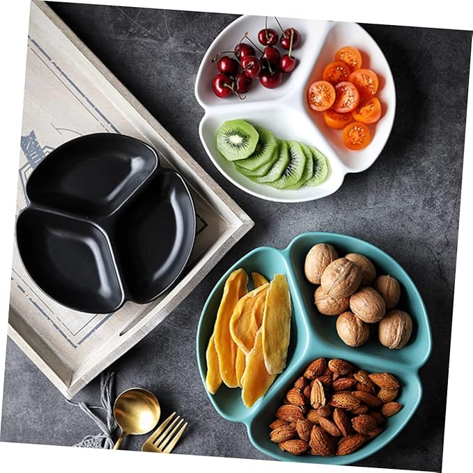 LIFKOME 1pc Separate Porcelain Plates Serving Trays Appetizer Plates Snack Fruit for Home Easy to Clean Material No Burrs for Family Restaurant Cafe