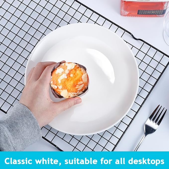 6PCS Ceramic Appetizer Plates, 8 Inch White Ceramic Plate, Round Porcelain Serving Plates, Microwave Dishwasher Safe, Porcelain Salad Plate Small Dinner Plates for Appetizers Dessert Salad
