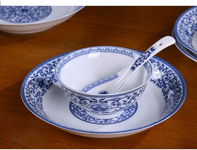 Porcelain Dinnerware Sets Plates and Bowls Sets Dinnerware Set,28 Piece Tableware Set,Blue and White Porcelain Tableware,Ceramic Salad Plate