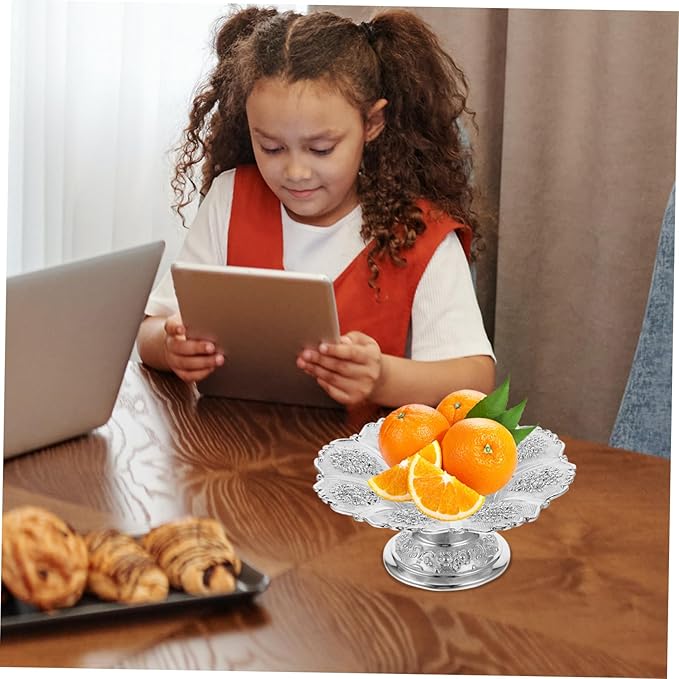 Mikinona European Style Luxury Metal Fruit Serving Tray Decorative Dish for Fruits Snacks and Nuts Compact Design for Home Parties and Gatherings