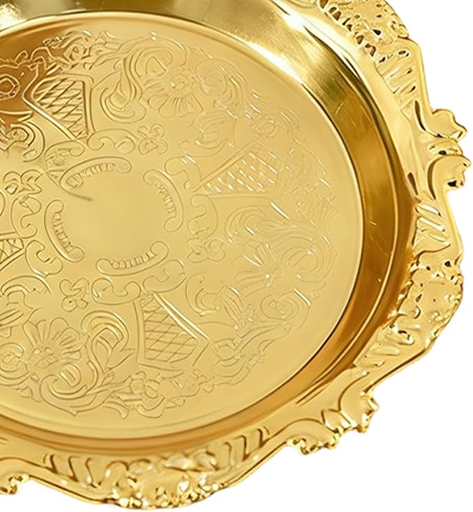 Retro Serving Tray, Stainless Steel Snack Platter, Metal Serving Platters, for Homeowners Home Apartment Kitchen Dining Table Bar Office Buffet Entertainers Dinner Party Wedding