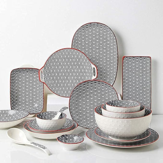 Plates Bowl Ceramic Dinnerware Set, 43 Piece for Party, Porcelain Combination Tableware Set