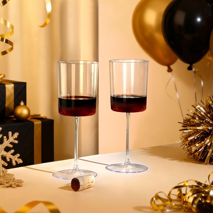 Ciaell 12 Pack Clear Plastic Wine Glasses - 14Oz Plastic Wine Glasses with Stem - Disposable Stemmed Wine Glass for Parties & Weddings & Outdoor