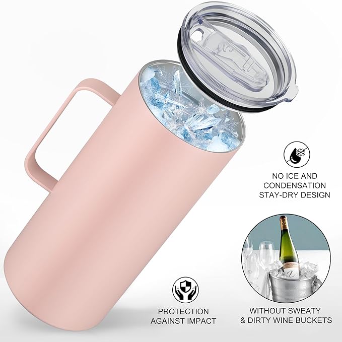 2 IN 1 Wine Chiller Single Bottle and Travel Tumbler, 42oz Stainless Steel Iceless Cooler Wine Bottle, Insulated Mug with Lid, Keep Wine Cold up to 6 Hours Fits Most Wine Bottles Gift for Wine Lovers