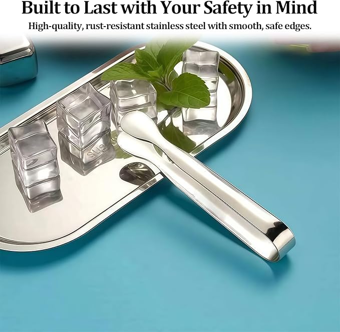 8 Pack Mini Sugar Tongs Stainless Steel Mini Serving Tongs Appetizer Tongs for Candy Buffet, Tea Party, Wedding Ice Tongs for Small Foods, Ice Cubes, Canapés