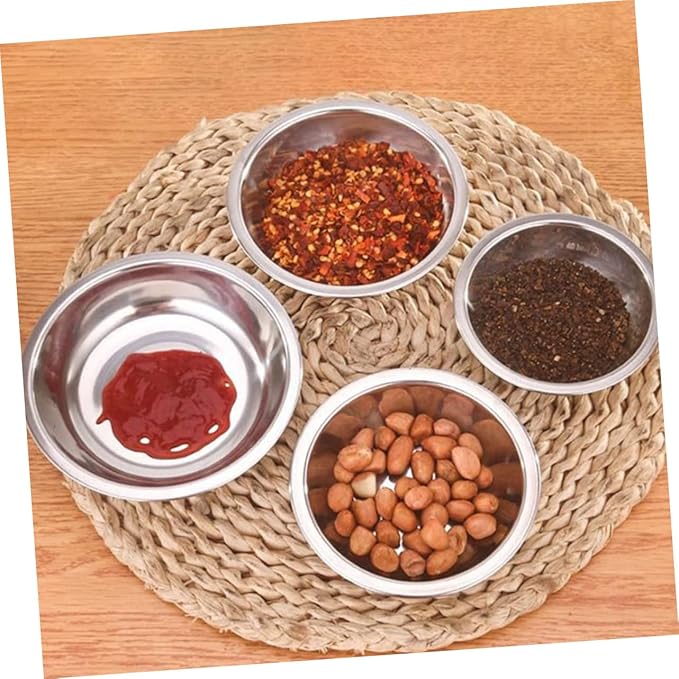 12pcs Stainless Steel Plate Vinegar Holders Salad Bowl Soy Mini Dipping Plates Stainless Steel Bowls Sauce Dipping Bowls Dipping Sauce Cups Appetizer Tray Seasoning Child Metal