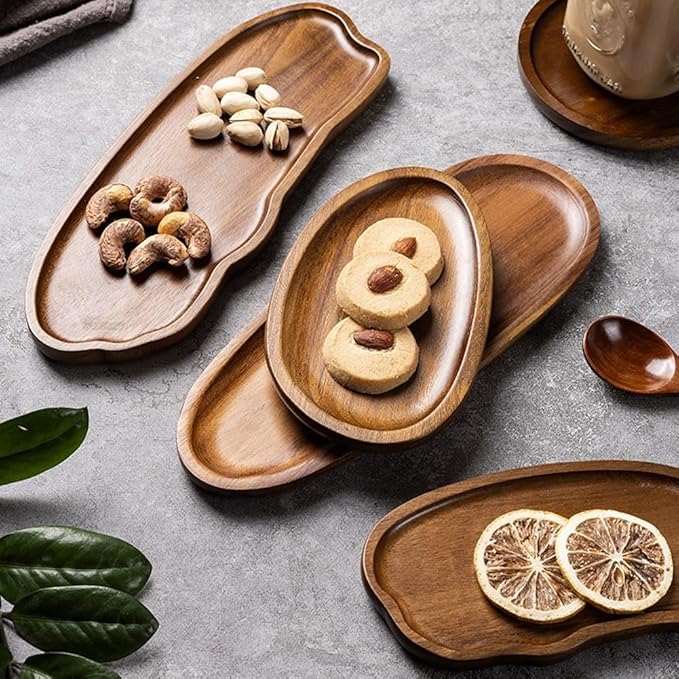 Rectangular Wooden Tray For Serving For Tea Coffee And Desserts With Minimalist Japanese Style And Easy To Clean Wood For Various Settings(TP04（Small）)