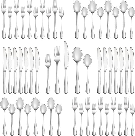 40 Piece Silverware Set Service for 8,Premium Stainless Steel Flatware Set,Mirror Polished Cutlery Utensil Set,Durable Home Kitchen Eating Tableware Set,Include Fork Knife Spoon Set,Dishwasher Safe