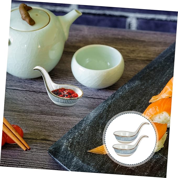 2Pcs Decorative Seasoning Bowls Appetizer Plates with Caviar Spoon for Kitchen Design for Restaurants and Catering Events