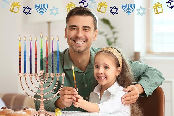 The Dreidel Company Dripless Chanukah Hanukkah Candles Decorative Mother of Pearl, 45 Candles 1-Hour Burn Time