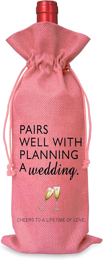 Wine Bag Wedding Gift for Mr and Mrs - Engagement Gift J14-Pink