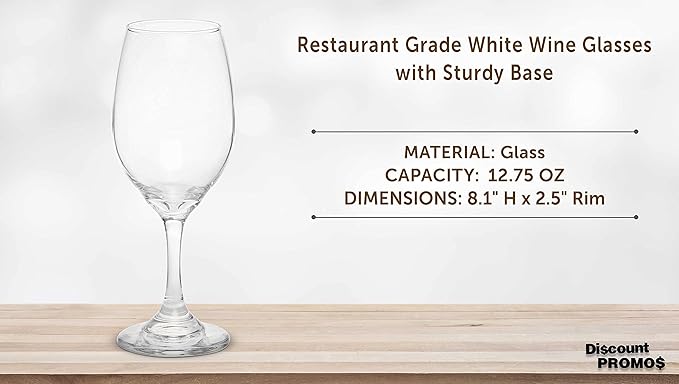 DISCOUNT PROMOS 10 Water and Wine Goblet Glasses Set, 12.75 oz. - Colombia made - Clear