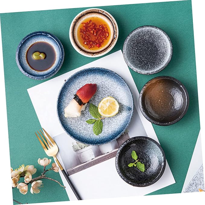 ABOOFAN 5Pcs Ceramic Dipping Bowls Set Assorted Sauce and Condiment Dishes Small Seasoning Plates for Appetizers Kitchen Decor