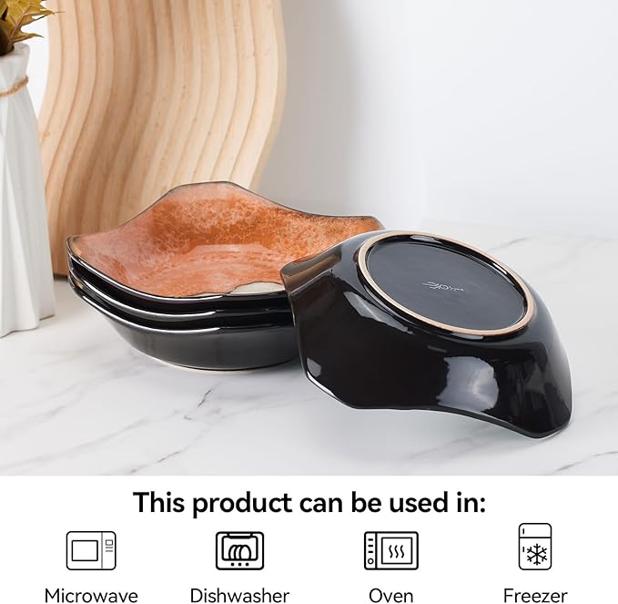 Porcelain Square Dessert Salad Pasta Plates 6.7 inches ceramic plates set of 4 Stackable Dinner Plates for Steak, Pasta, Salad,Dessert，Microwave and Dishwasher Safe (4 colors, 6.7 Inch)