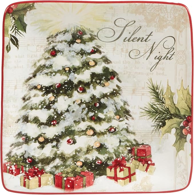 Certified International Silent Night 6" Canape/Luncheon Plates, Set of 4, Multicolor, Small