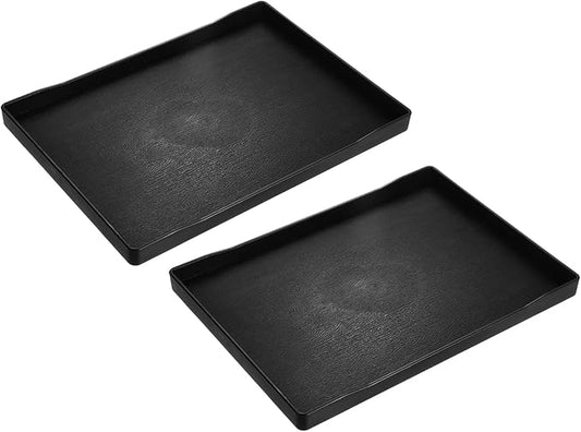 uxcell 2Pcs Serving Tray Small Black Mini Tray 7" x 10" Plastic Rectangular Wooden Serving Trays Decorative Ottoman Platter for Breakfast Kitchen Bathroom
