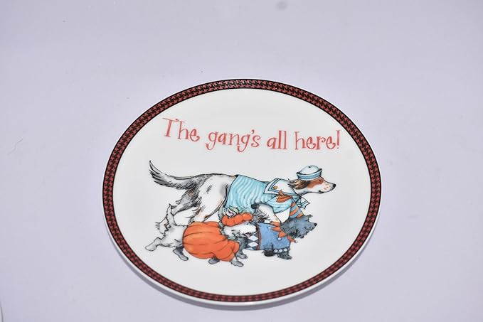 6" Halloween Dog wearing Costumes The gang's all here! decorative appetizer Plate, spoon rest, porcelain