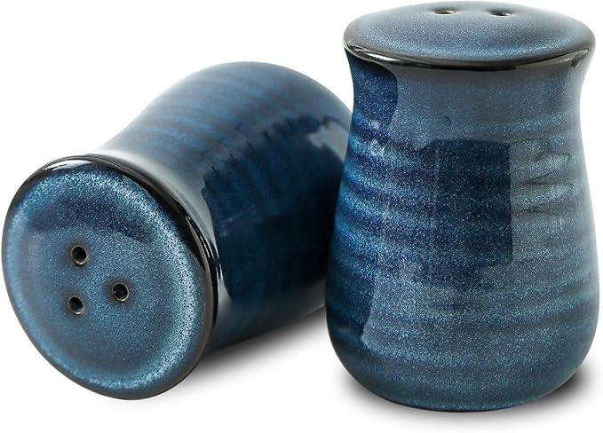 glowworm Blue Salt and Pepper Shakers Set, Ceramic Salt and Pepper Shakers, Farmhouse Kitchen Decor for Home Restaurants, Spice Shaker for Cooking Baking BBQ