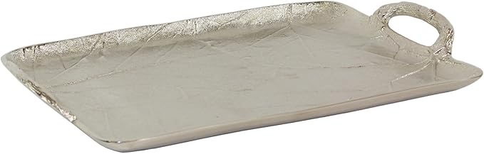 Pampa Bay Leaves Embossed Leaf Tray, Silver