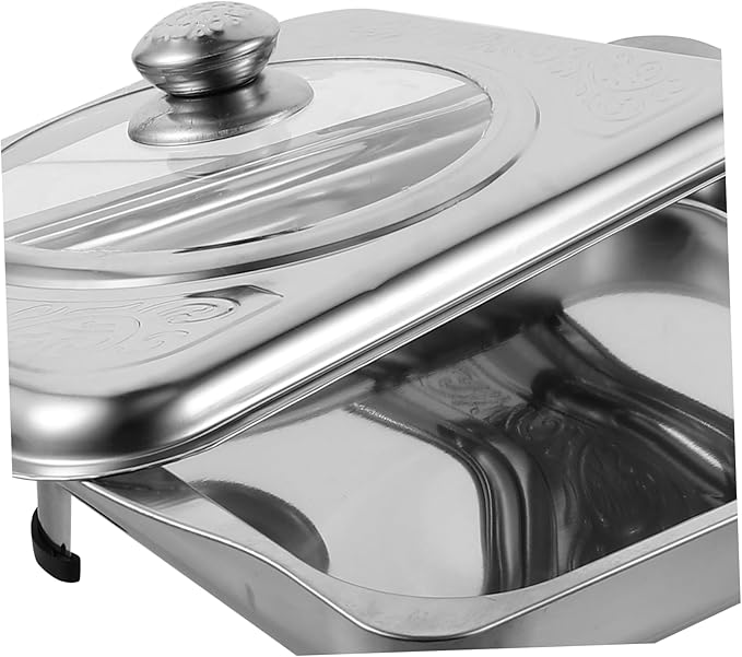 VOSAREA Dinner Plate Stainless Steel Serving Tray Easy to Clean Buffet Tray Cover Party Platters