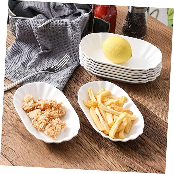 2pcs Ceramic Snack Plates Unique French Fries Serving Dish for Home Decor Creative Decorative Bowls for Appetizers Desserts and Snacks